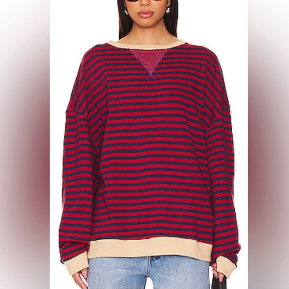 NWOT We The Free Classic Striped Crew pull over in Nautical Combo Size Large